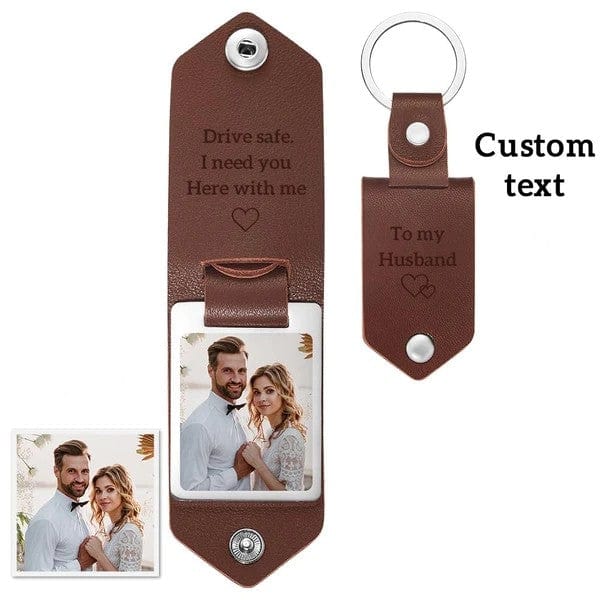 Custom Leather Keychain Personalized Engrave Keychain Anniversary Gift
