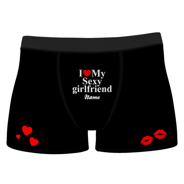 Funny Gift For Boyfriend Face Boxer - I Love My Sexy Girlfriend